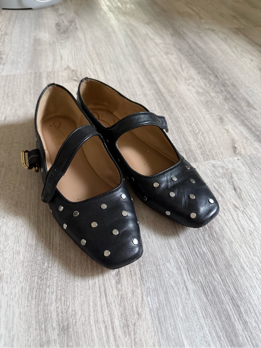 Sam Edelman Black Studded Mary Jane Flats